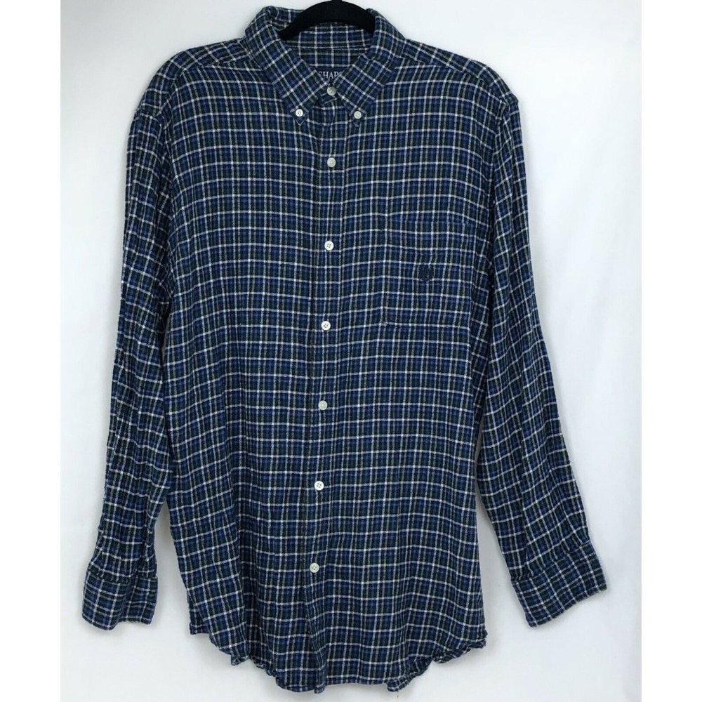 CHAPS‎ Men’s Blue Flannel Plaid Button down LARGE